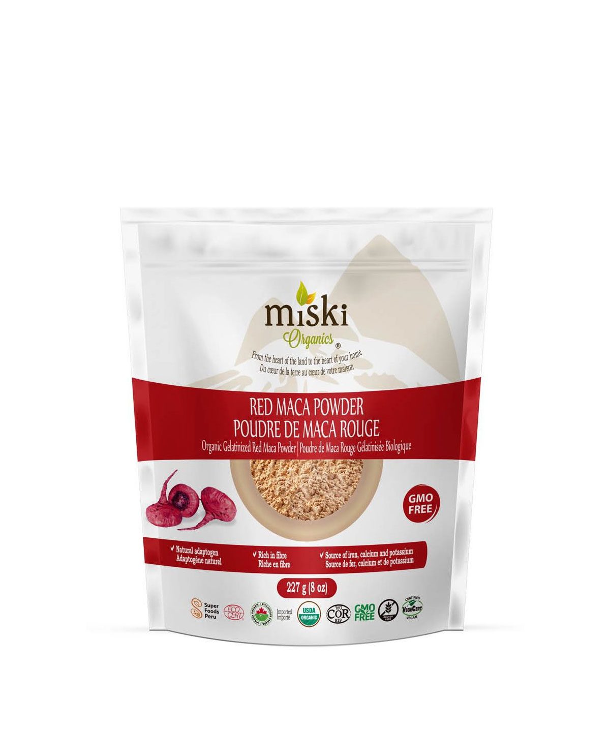 Miski Organics Gelatinized Dried Red Maca Powder – 227g
